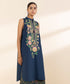 Women's Unstitched Textured Lawn Embroidered Blue 2 Piece Suit