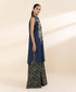 Women's Unstitched Textured Lawn Embroidered Blue 2 Piece Suit