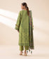 Women's Unstitched Lawn Printed Green 3 Piece Suit