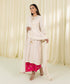 Women Off white and pink Viscose Raw Silk 3 PC Embroidered Suit