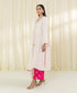Women Off white and pink Viscose Raw Silk 3 PC Embroidered Suit