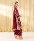 Women's Unstitched Raw Silk Embroidered Red 3 Piece Suit