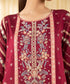 Women's Unstitched Raw Silk Embroidered Red 3 Piece Suit