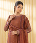 Women's Unstitched Viscose Chiffon Embroidered Brown 3 Piece Suit