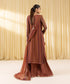 Women's Unstitched Viscose Chiffon Embroidered Brown 3 Piece Suit