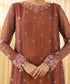 Women's Unstitched Viscose Chiffon Embroidered Brown 3 Piece Suit