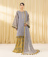 Women's Unstitched Khaddi Net Embroidered Grey 3 Piece Suit