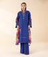 Women's Unstitched Lawn Embroidered Blue 3 Piece Suit