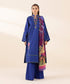 Women's Unstitched Lawn Embroidered Blue 3 Piece Suit