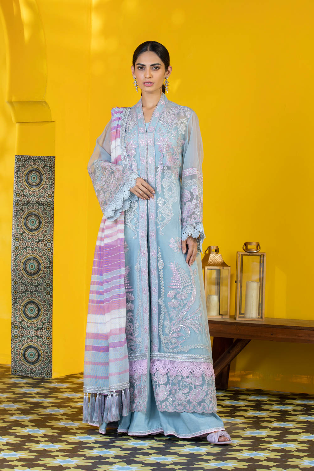 Latest Organza Embroidered Chiffon Dress With Embroidered Dupatta  (UnStitched) (CHI-828) Online Shopping & Price in Pakistan